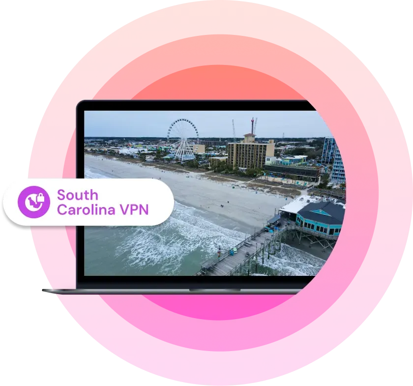 Laptop with a picture of a beach in a city in South Carolina during daytime